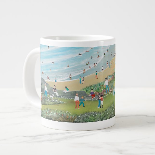 Watergate Bay Cornwall Large Coffee Mug (Front Left)
