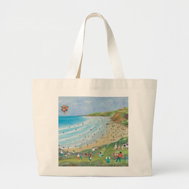 Watergate Bay Cornwall Large Tote Bag (Front)