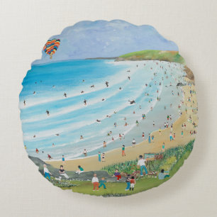 Watergate Bay Cornwall Round Cushion