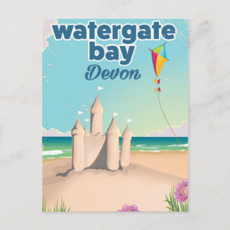 watergate bay devon sandcastle holiday poster postcard