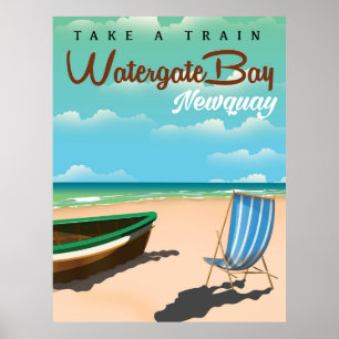 Watergate Bay, Newquay vintage style travel poster