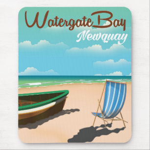 Watergate Bay, Newquay vintage style travel poster Mouse Mat