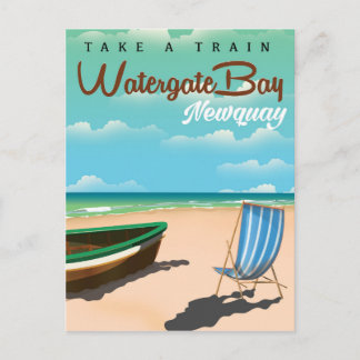 Watergate Bay, Newquay vintage style travel poster Postcard