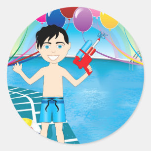 Watergun Pool Boy Classic Round Sticker