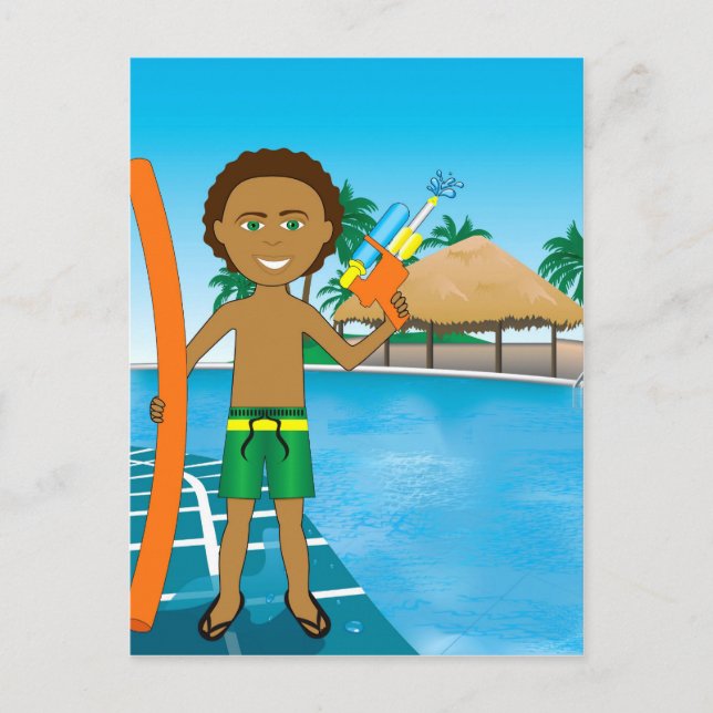 Watergun Pool Boy Postcard (Front)