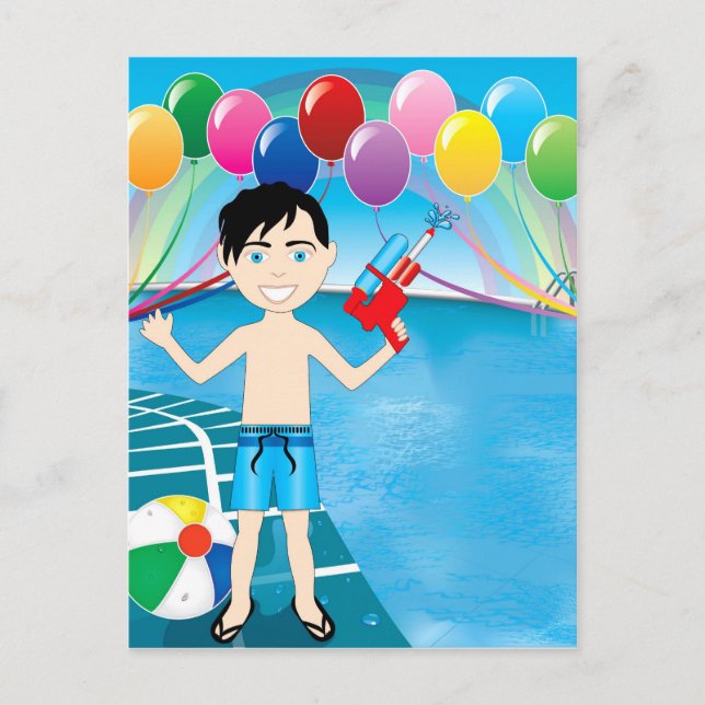 Watergun Pool Boy Postcard (Front)