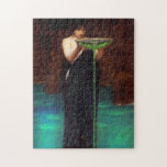 Waterhouse Circe Invidiosa Puzzle<br><div class="desc">John William Waterhouse Circi Invidiosa puzzle. Oil painting on canvas from 1892. English painter John Waterhouse’s Circe Invidiosa depicts a classic scene from Ovid’s Metamorphoses. The goddess Circe stands wearing a beautiful peacock dress pouring a bowl of green potion into the pool into which her romantic rival Scylla is going...</div>