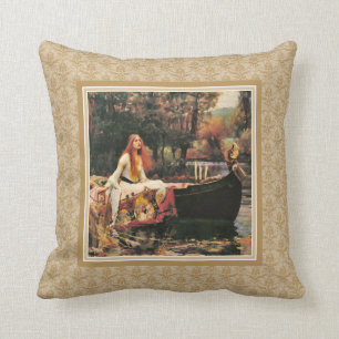 Waterhouse Lady of Shalott Gold Damask Cushion