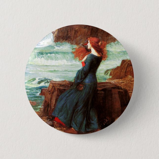 Waterhouse Miranda The Tempest Button (Front)