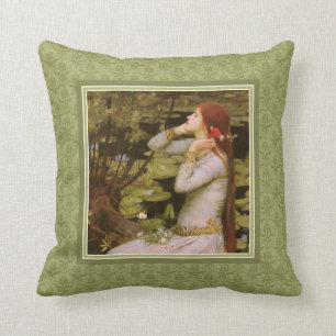 Waterhouse Ophelia Green Damask Cushion
