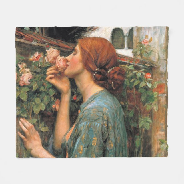Waterhouse: Smell of Roses Fleece Blanket (Front (Horizontal))