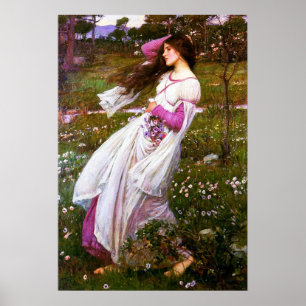 Waterhouse Windflowers Poster