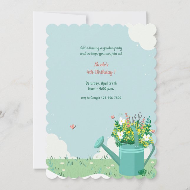 Watering Can Bouquet Invitation (Front)