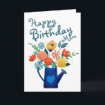 Watering Can Full of Flowers Happy Birthday Mum Card<br><div class="desc">Bright modern illustration of a watering can bursting with flowers.</div>