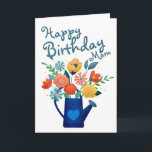 Watering Can Full of Flowers Happy Birthday Mum Card<br><div class="desc">Bright modern illustration of a watering can bursting with flowers.</div>