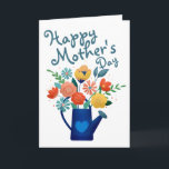 Watering Can Full of Flowers Happy Mother's Day Card<br><div class="desc">Bright modern illustration of a watering can bursting with flowers.</div>