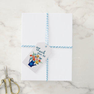 Watering Can Full of Flowers Modern Thank You Gift Tags
