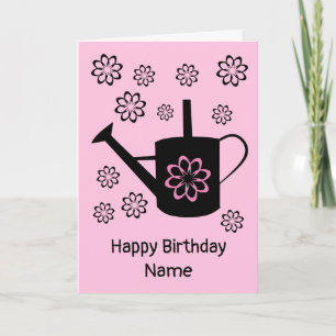 Watering Can Garden Flowers Birthday Card