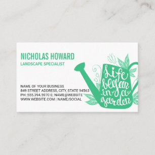 Watering Can   Life Began in a Garden Business Card