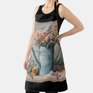 Watering can, vintage art apron