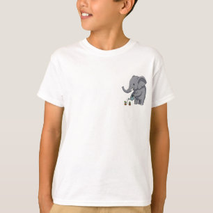 Watering Elephant Cartoon Illustration Kids T-Shirt