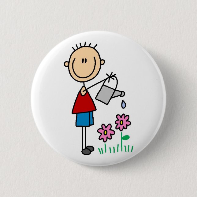 Watering Flowers Button (Front)