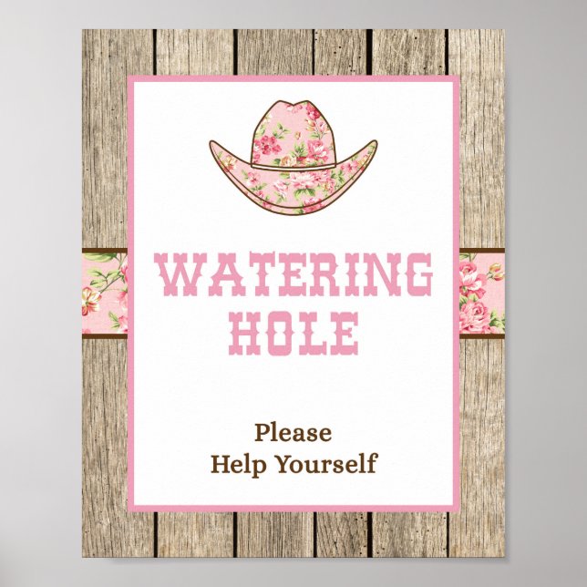 Watering Hole Cowgirl Drink Party Sign (Front)
