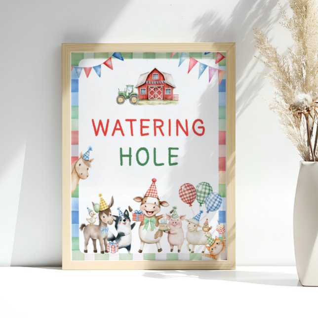 Watering Hole Farm Animals Barnyard Birthday Poster (Creator Uploaded)
