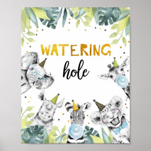 Watering Hole Safari Party Animals Birthday Sign