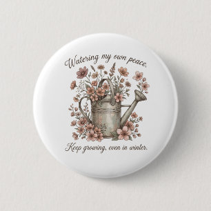 Watering My Own Peace Vintage Floral Botanical 6 Cm Round Badge