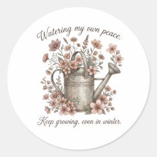 Watering My Own Peace Vintage Floral Botanical Classic Round Sticker