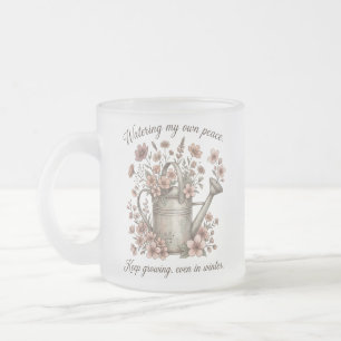 Watering My Own Peace Vintage Floral Botanical Frosted Glass Coffee Mug