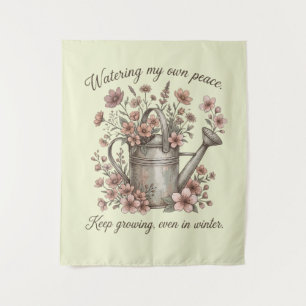Watering My Own Peace Vintage Floral Botanical Tapestry