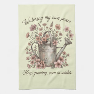 Watering My Own Peace Vintage Floral Botanical Tea Towel