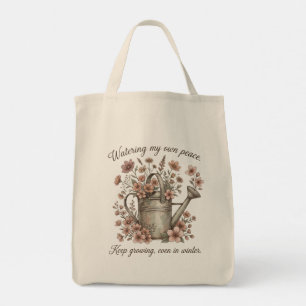 Watering My Own Peace Vintage Floral Botanical Tote Bag