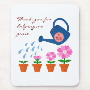 Watering the Flower Plant Grow Thank You Teacher Mouse Mat