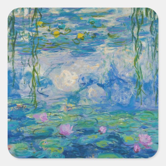 Waterlilies, 1916-1919 by Claude Monet Square Sticker (Front)