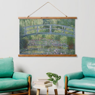 Waterlilies and Japanese Footbridge Hanging Tapestry