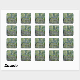 Waterlilies and Japanese Footbridge Square Sticker