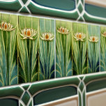 Waterlilies Art Deco Floral Wall Decor Art Nouveau Tile<br><div class="desc">Welcome to CreaTile! Here you will find handmade tile designs that I have personally crafted and vintage ceramic and porcelain clay tiles, whether stained or natural. I love to design tile and ceramic products, hoping to give you a way to transform your home into something you enjoy visiting again and...</div>