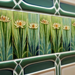 Waterlilies Art Deco Floral Wall Decor Art Nouveau Tile