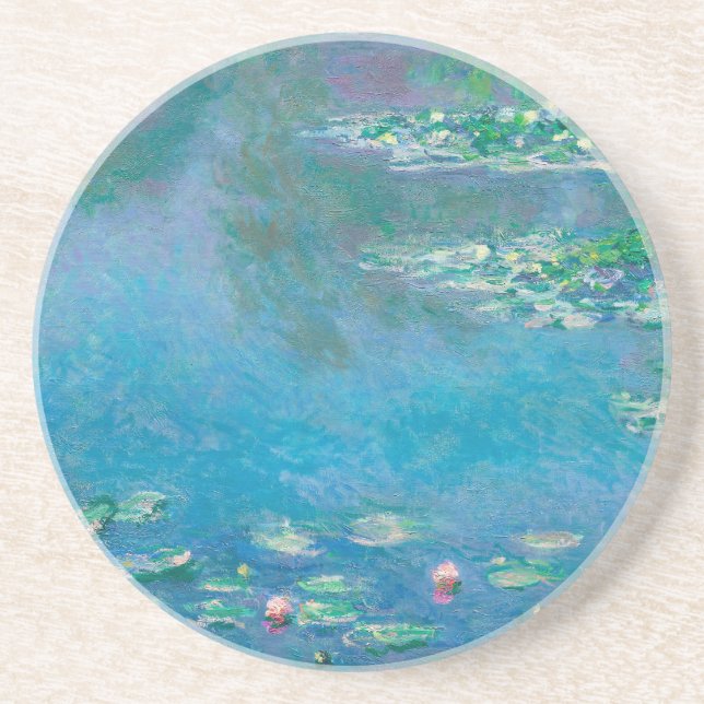 Waterlilies by Claude Monet Fine Art Painting Coaster (Front)