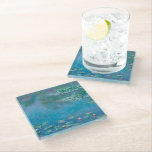 Waterlilies by Claude Monet Fine Art Painting Glass Coaster<br><div class="desc">Beautiful masterpiece by Claude Monet - Water Lilies from his garden at Giverny,  France. One of the most famous fine art paintings in art history and a beautiful example of impressionism. This is truly a wonderful artwork and a great gift for art lover.</div>