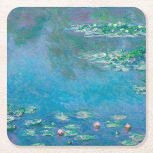 Waterlilies by Claude Monet Fine Art Painting Square Paper Coaster
