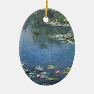 Waterlilies by Claude Monet, Vintage Flowers Ceramic Tree Decoration