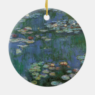 Waterlilies by Claude Monet, Vintage Flowers Ceramic Tree Decoration