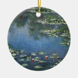 Waterlilies by Claude Monet, Vintage Flowers Ceramic Tree Decoration