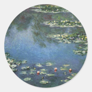 Waterlilies by Claude Monet, Vintage Flowers Classic Round Sticker