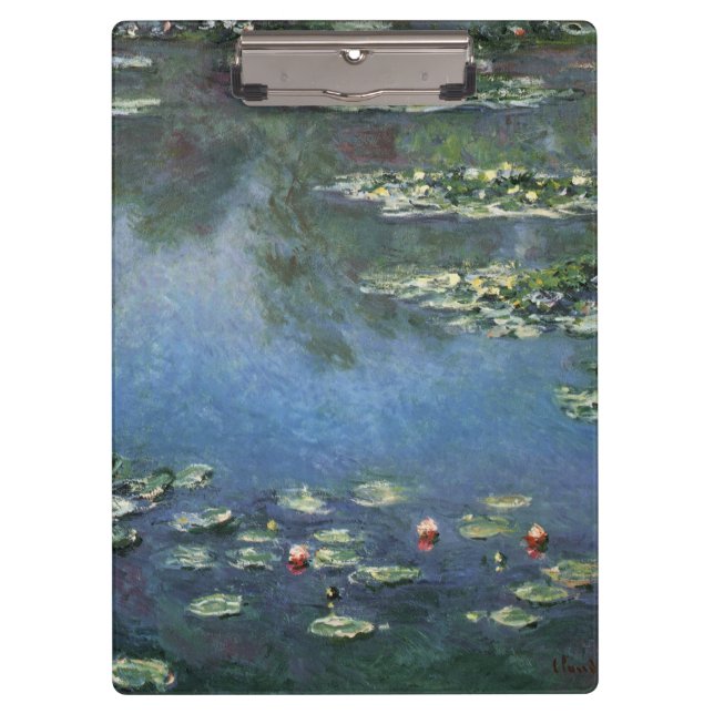 Waterlilies by Claude Monet, Vintage Flowers Clipboard (Front)