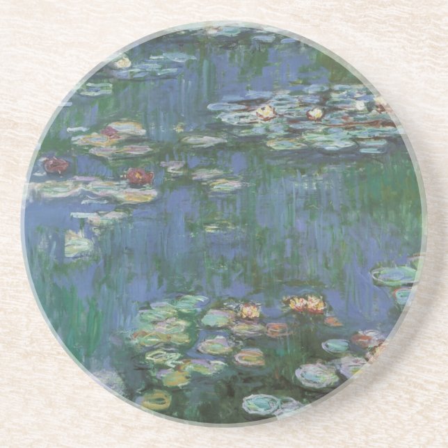 Waterlilies by Claude Monet, Vintage Flowers Coaster (Front)